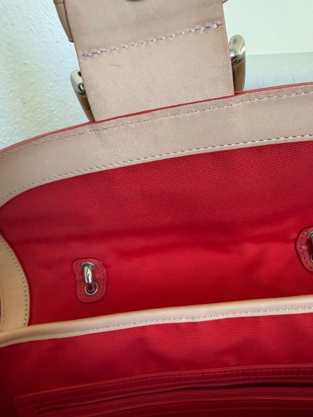 VINTAGE Coach Pink Multi-Stripe Leather-Trim Satchel with Floral Charm(LIKE NEW) - Picture 15 of 16